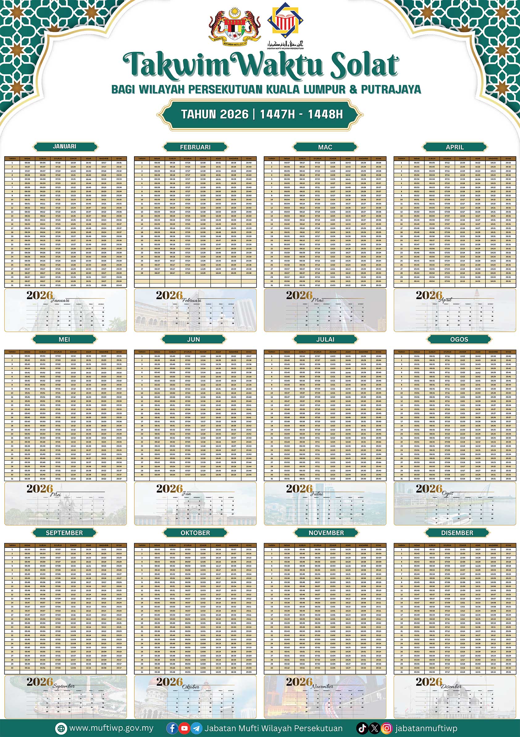 COVER WAKTU SOLAT WP PUTRAJAYA KL 2026